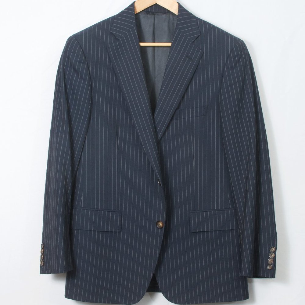 Brooks Brothers 40S Men's Suit 1818 Blue Chalkstripe pants 32 slim tapered leg